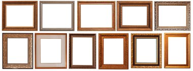 Çerçeve resmi beyaz arka planda izole edilmiş altın antika