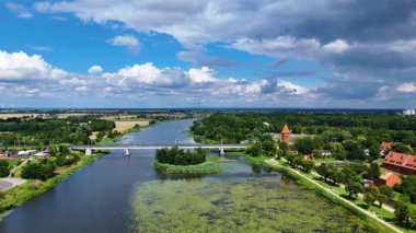 Malbork Kalesi. İnsansız hava aracı Malbork Poland 'ın antik görüşü.
