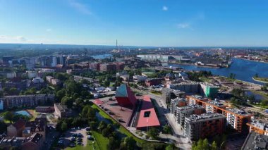 Gdansk Polonya üzerinden eski şehir merkezi manzarası