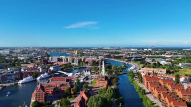 Gdansk Polonya üzerinden eski şehir merkezi manzarası