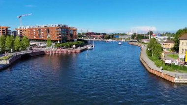 Gdansk Polonya üzerinden eski şehir merkezi manzarası