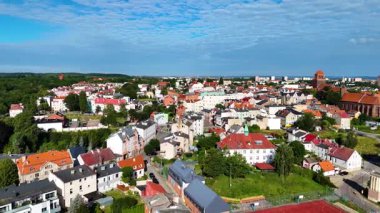 Cityscape view eski kasaba Tczew Polonya 'nın merkez bölümü