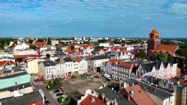 Cityscape view eski kasaba Tczew Polonya 'nın merkez bölümü