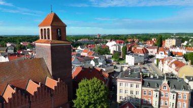 Cityscape view eski kasaba Tczew Polonya 'nın merkez bölümü