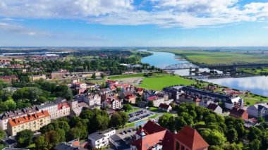 Cityscape view eski kasaba Tczew Polonya 'nın merkez bölümü