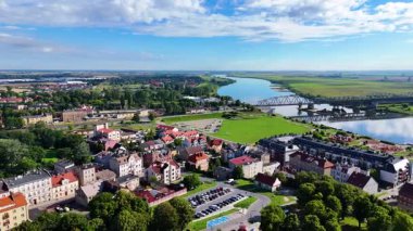 Cityscape view eski kasaba Tczew Polonya 'nın merkez bölümü