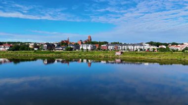 Cityscape view eski kasaba Tczew Polonya 'nın merkez bölümü
