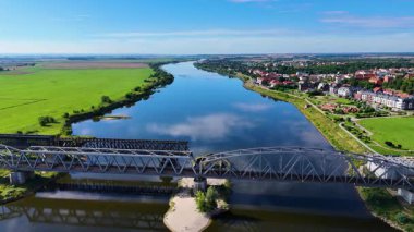 Cityscape view eski kasaba Tczew Polonya 'nın merkez bölümü