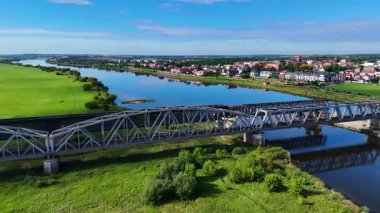 Cityscape view eski kasaba Tczew Polonya 'nın merkez bölümü