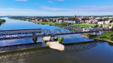 Cityscape view eski kasaba Tczew Polonya 'nın merkez bölümü