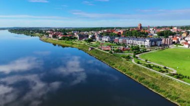 Cityscape view eski kasaba Tczew Polonya 'nın merkez bölümü
