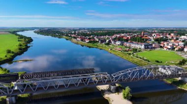 Cityscape view eski kasaba Tczew Polonya 'nın merkez bölümü