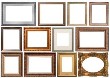 Çerçeveler beyaz arka plan altın gümüşüne izole edilmiş