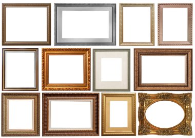 Çerçeveler beyaz arka plan altın gümüşüne izole edilmiş