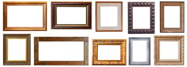 Çerçeve resmi beyaz arka planda izole edilmiş altın antika