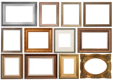 Çerçeveler beyaz arka plan altın gümüşüne izole edilmiş