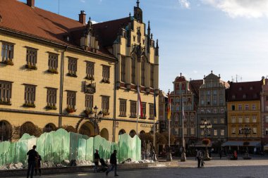 15 Ekim 2023 'te Eski Kasaba' nın manzarası. Wroclaw Polonya