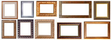 Çerçeve resmi beyaz arka planda izole altın antika set