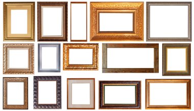 Çerçeve resmi beyaz arka planda izole altın antika set