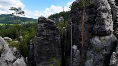 Benzersiz kayalar dağ Adrspasske skaly Ulusal Park Adrszpach, Çek Cumhuriyeti
