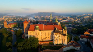 Krakow Wawel Kalesi İHA görünümü