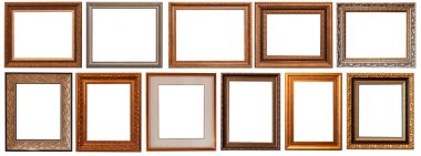 Çerçeve resmi beyaz arka planda izole edilmiş altın antika