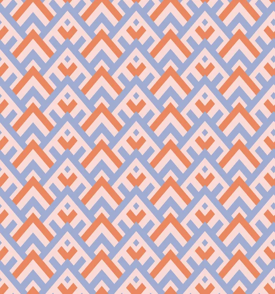 Ностальгический Оранжевый Розовый Синий Бесшовный Геометрический Узор Интерлейсинг Поверхности Шеврона — стоковый вектор
