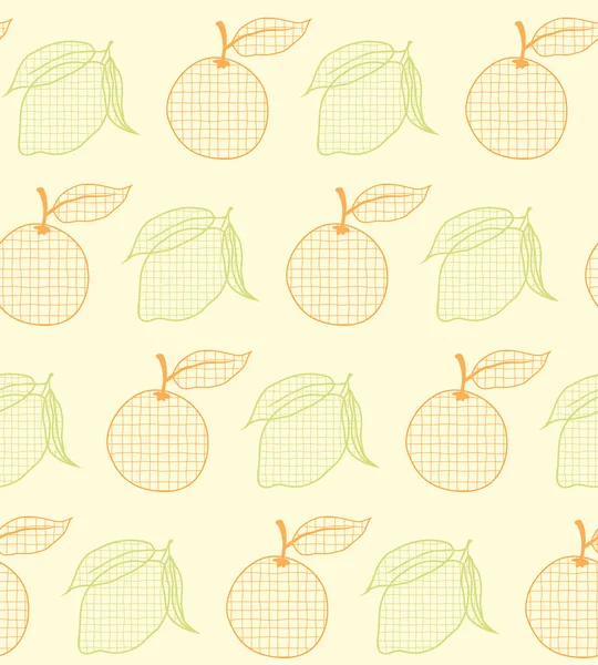 Açık arkaplanda dokulu portakal ve limonların sonsuz deseni. Gazlı bez desenli turunçgil ana hatları, giysi, iç ve dekorasyon için orijinal yüzey tasarımı.