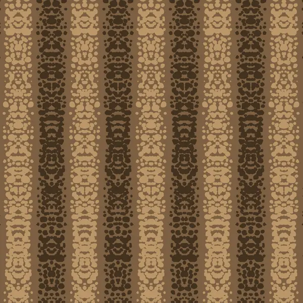 Tribal Seamless Pattern Beige Brown Vertical Stripes Rorschach Ink Blot — Stock Vector