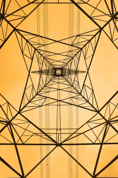 Alta Tensão Post High Voltage Torre Céu Fundo — Fotografia de Stock