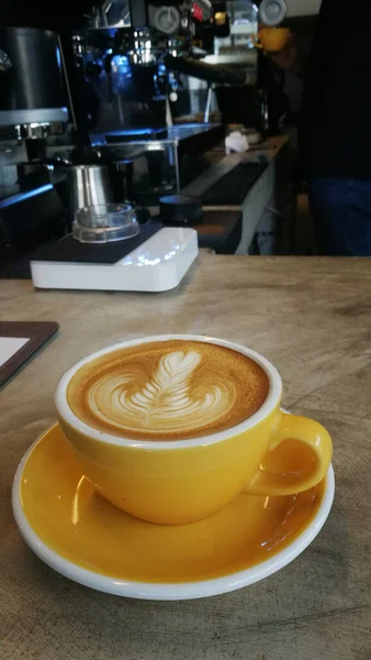 Filiżankę Kawy Latte Art Tle — Zdjęcie stockowe
