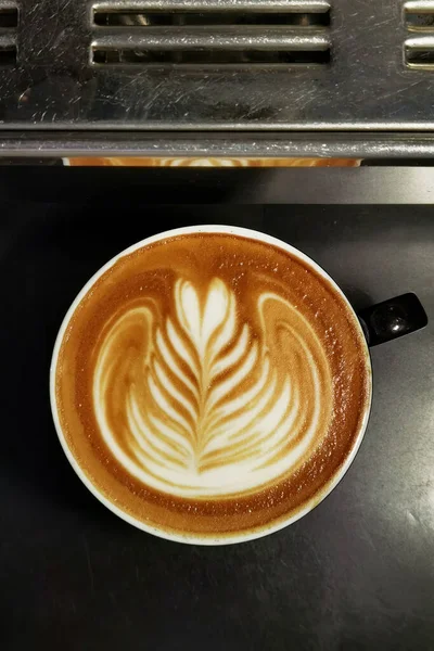 Une Tasse Café Latte Art Pour Fond — Photo