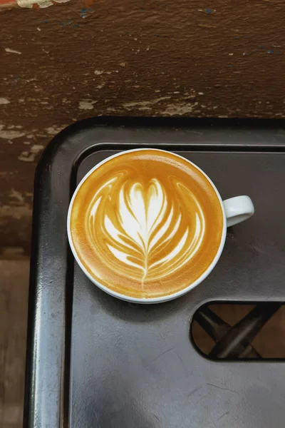 Šálek Kávy Latte Art Pozadí — Stock fotografie