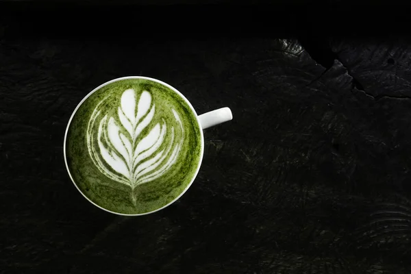 Filiżanka Zielonej Herbaty Matcha Latte Tle — Zdjęcie stockowe