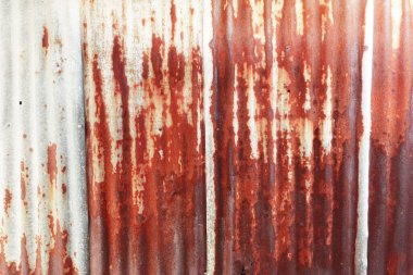 Eski çinko duvar dokusu arka plan, galvanize metal kaplama üzerinde paslı.