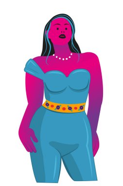 Empowered Latina woman, in jumpsuit with embroidered details. Mexico.