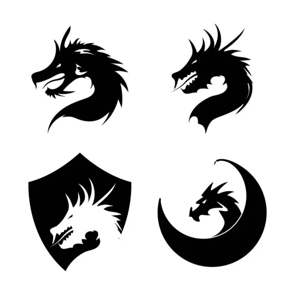 Dragon Head Logo Vector Illustration Template Design — Stok Vektör