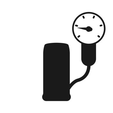 Lastik basıncı göstergesi simgesi. Manometre çizim logosuna sahip araba tekerleği.