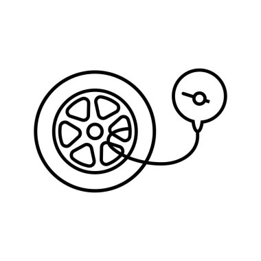 Lastik basıncı göstergesi simgesi. Manometre çizim logosuna sahip araba tekerleği.