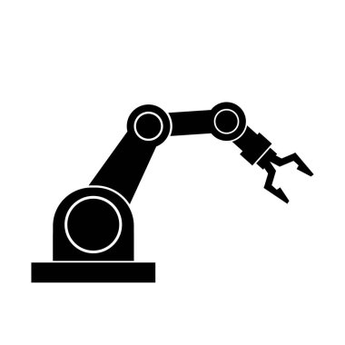 Endüstriyel robot ikon vektör tasarımı, mekanik robot kol simgesi.