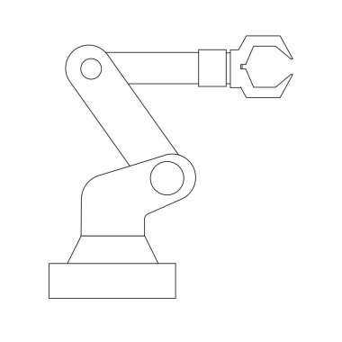 Endüstriyel robot ikon vektör tasarımı, mekanik robot kol simgesi.