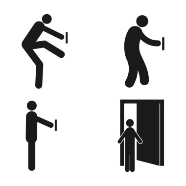 kişi açık kapı simgesi vektör illüstrasyon tasarımı