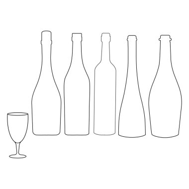 Şampanya şişesi ikon vektör illüstrasyon sembolü tasarımı