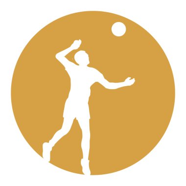 male volleyball player icon doing smash