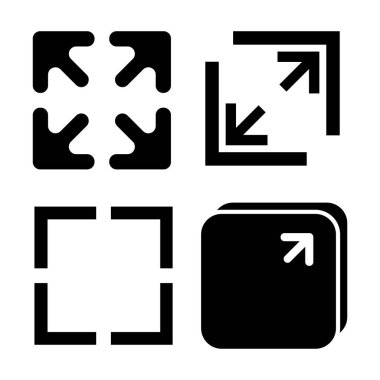 tam ekran kipi simgesi ve yakınlaştır, işaretler ve semboller, vektör basit tasarımı.