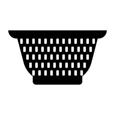 Colander Simgesi, Mutfak Cullender Utensil Simge Vektör Sanat İllüstrasyonu