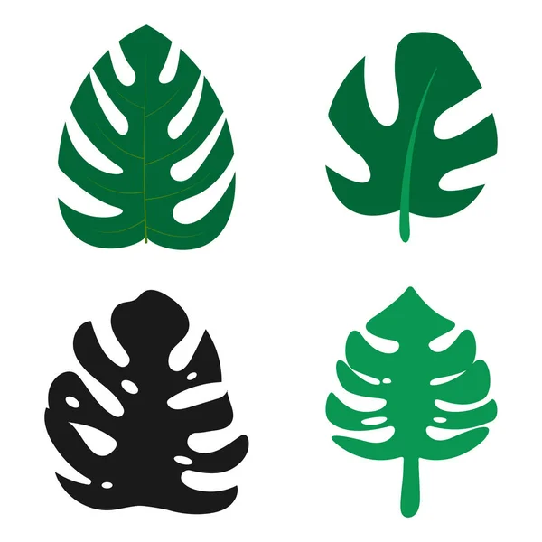 Monstera Leaf Icon Vector Design Template — Stock Vector