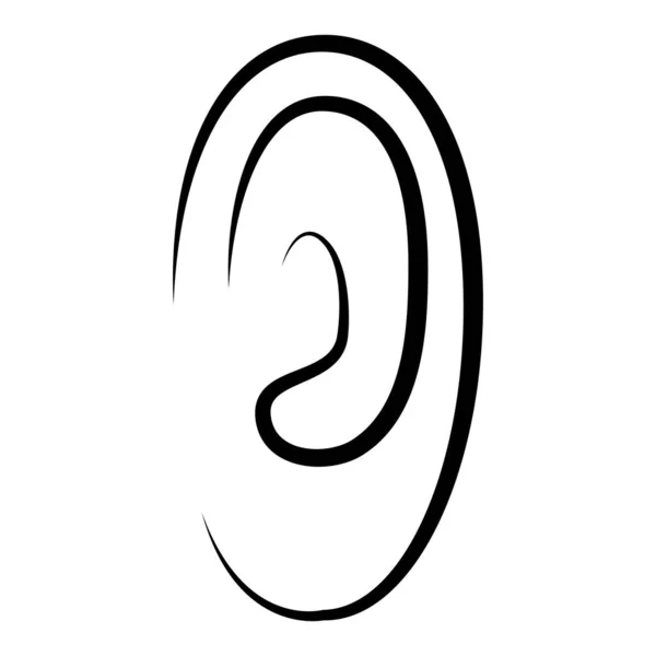 Icono Del Vector Del Oído Símbolo Auditivo Diseño Simple Plano — Archivo Imágenes Vectoriales