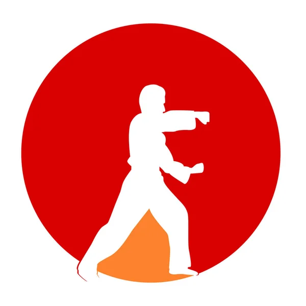 Icona Dell Uomo Che Taekwondo Calcio Vettore Illustrazione Disegno — Vettoriale Stock