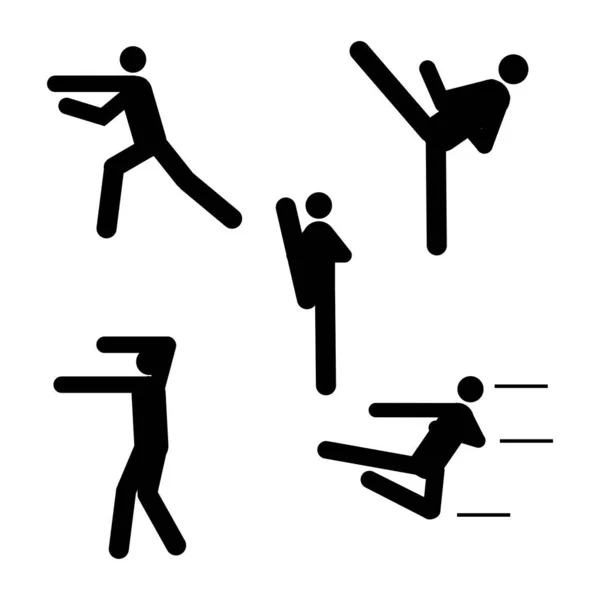 Ícone Homem Fazendo Taekwondo Design Ilustração Vetor Pontapé — Vetor de Stock